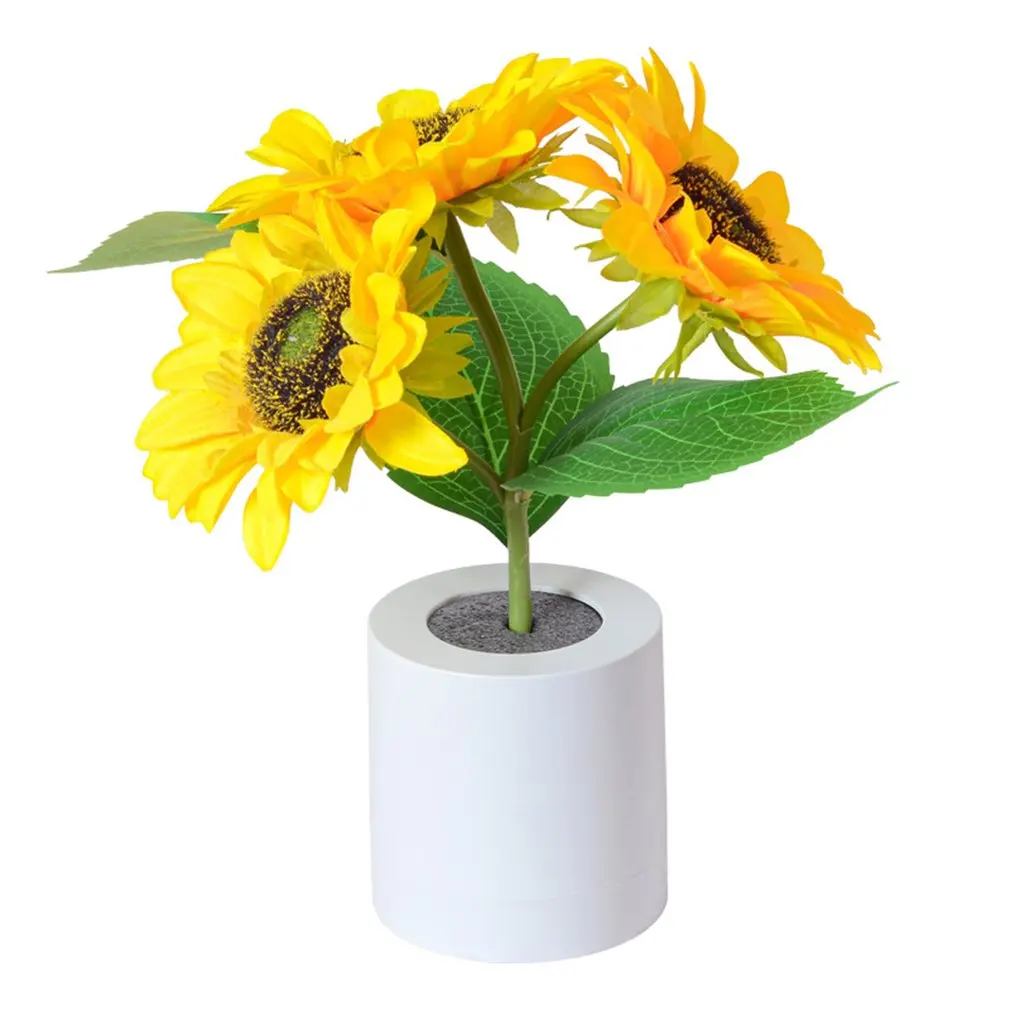 Artificial Tulip Sunflower Decorative Light Rechargeable Bedroom Lamp Creative Night Light for Kids Friend Birthday Holiday Gift