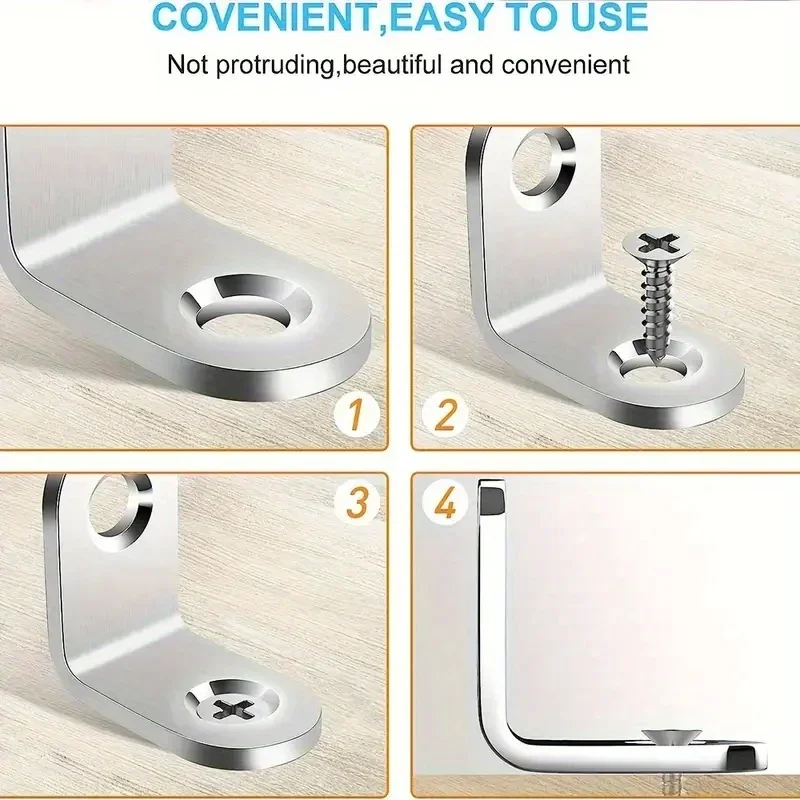 90 Degree Stainless Steel Corner Code L-Shaped Bracket Fixing Parts Right Angle Furniture Hardware Accessories Connecting Parts