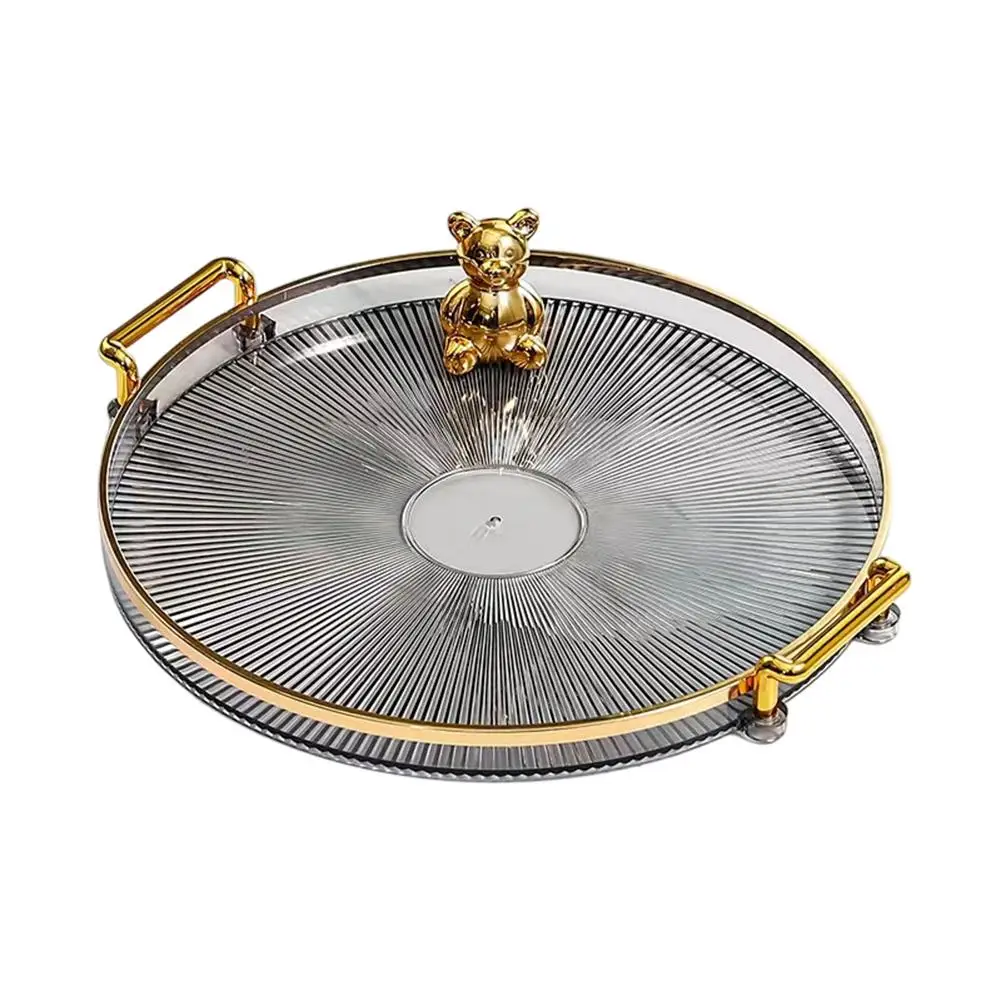 Light Luxury Gold Rim Tray 30x30x5cm with Comfortable Handles for Perfume For Cosmetics Jewelry and Cup Storage