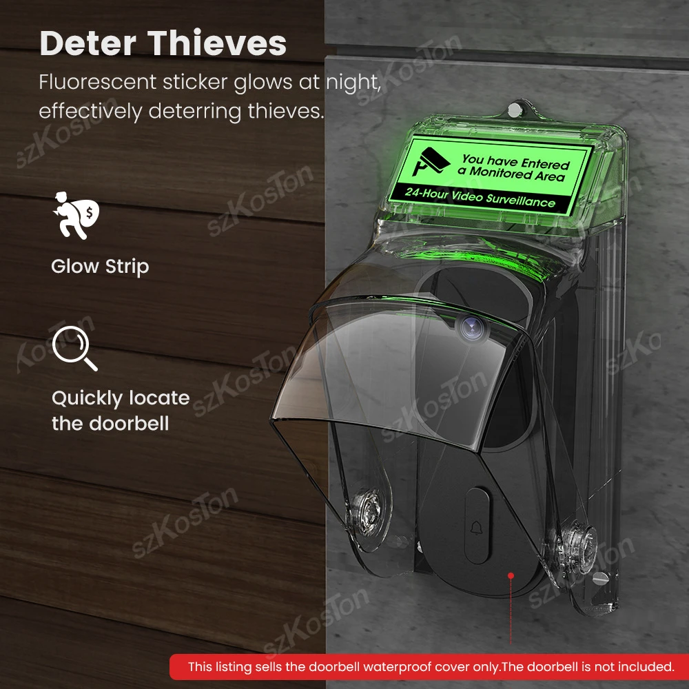 جرس باب يتضمن شاشة عرض فيديو خارجي غطاء مقاوم للماء شفاف مقاوم للثلج والغبار لجرس الاتصال الداخلي عبر الفيديو اللاسلكي #5