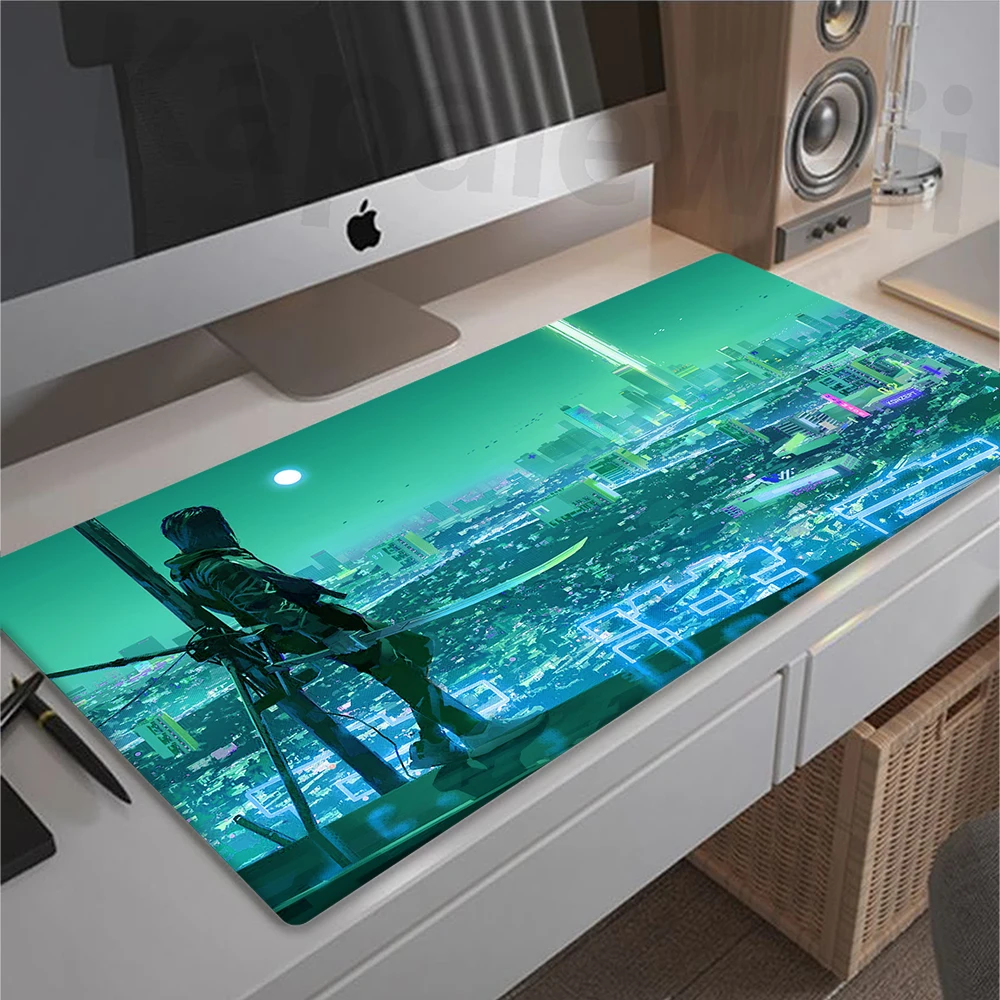 Gaming Neon City Mousepad Gamer Room Decoration Carpet Speed accessori tappetini per tastiera tappetino per Mouse per Computer tappetino per Mouse da gioco di grandi dimensioni