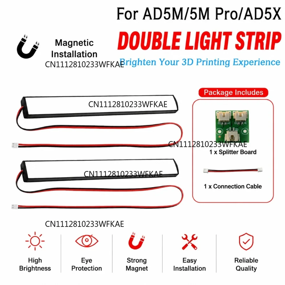 24V LED Double light strip For Flashforge Adventurer 5M AD5M / AD5M Pro / AD5X 3D Printer High Brightness Chamber Lighting Bar