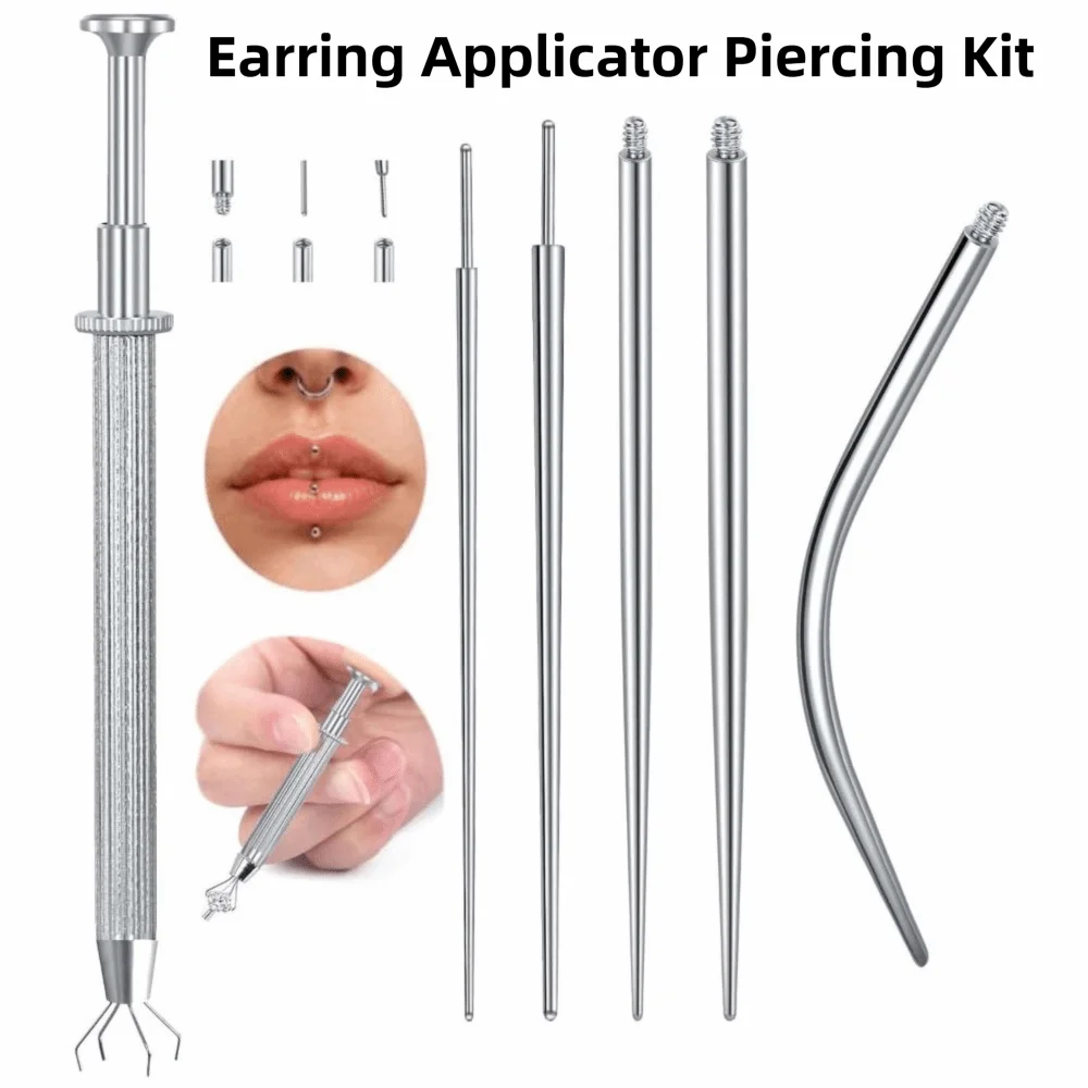 6/7pcs Stainless Steel Piercing Taper Tool Earring Applicator Earring Tool Puncture Connecting Pin Professional