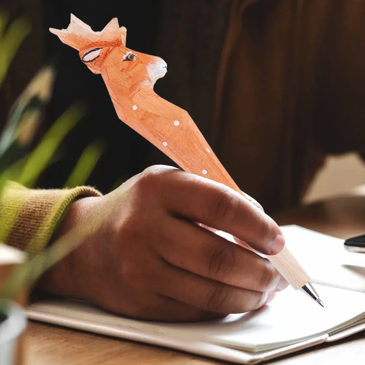 

Cartoon Sika Deer Shaped Carving Pen Handamde Ink Pen Birthday Gifts School Stationery for Little
