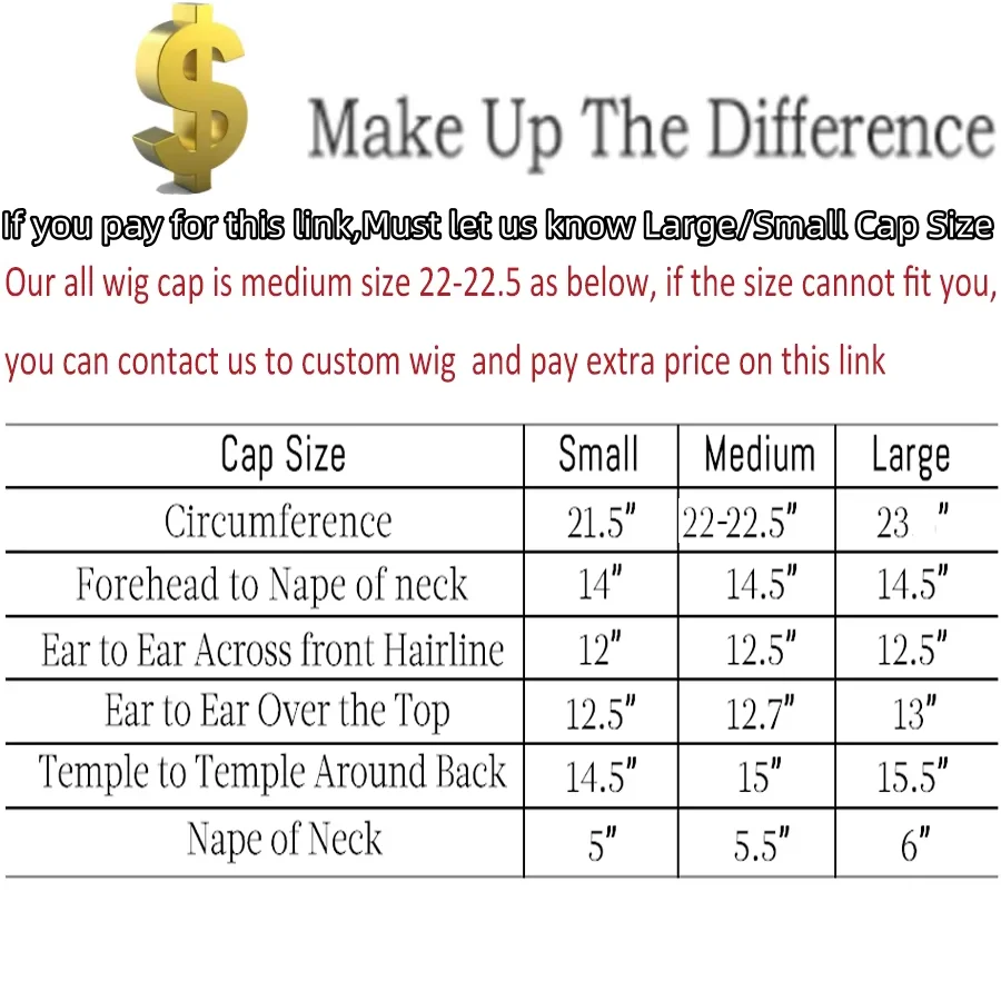 Customized Wig Cap Size Link 20$ Make The Difference