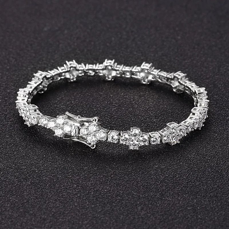 

Hiphop 3mm D Color Moissanite Cross Chain Bracelet Women Men 925 Silver Jewelry Rhodium Plated Tennis Bracelets Bangle Pass Test