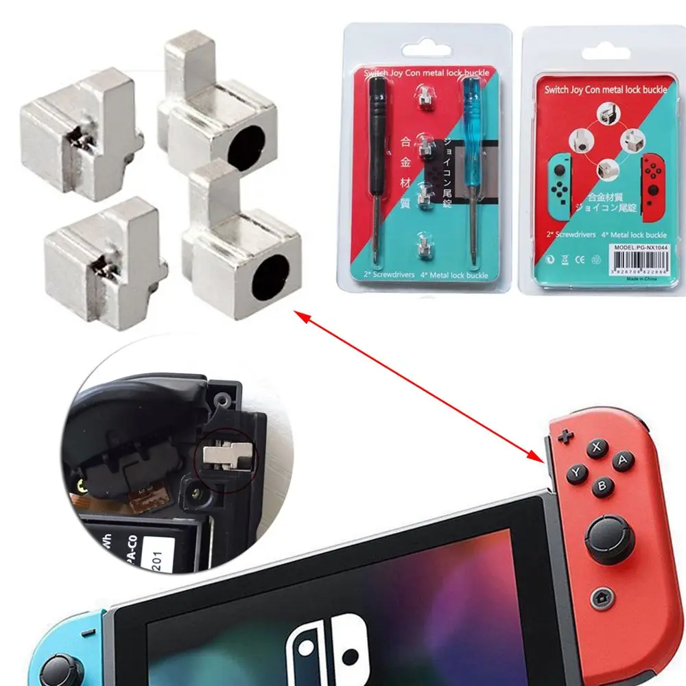 Hebillas de bloqueo de Metal de repuesto para Nintendo Switch JoyCon, piezas de reparación con Destornilladores, Kit de herramientas