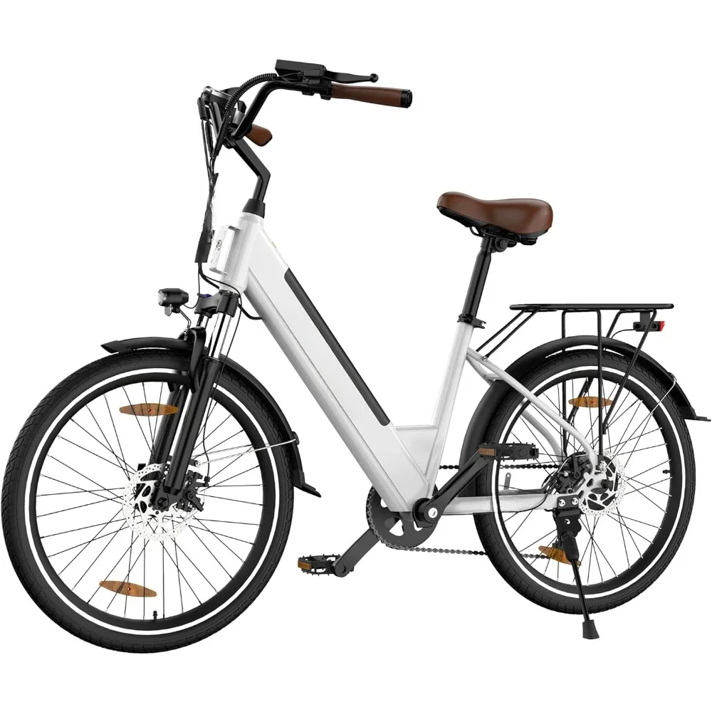 

Electric Bike 26”, 350W Brushless Motor, Top Speed 20MPH, Removable Battery, Electric City Bike with Suspension Fork