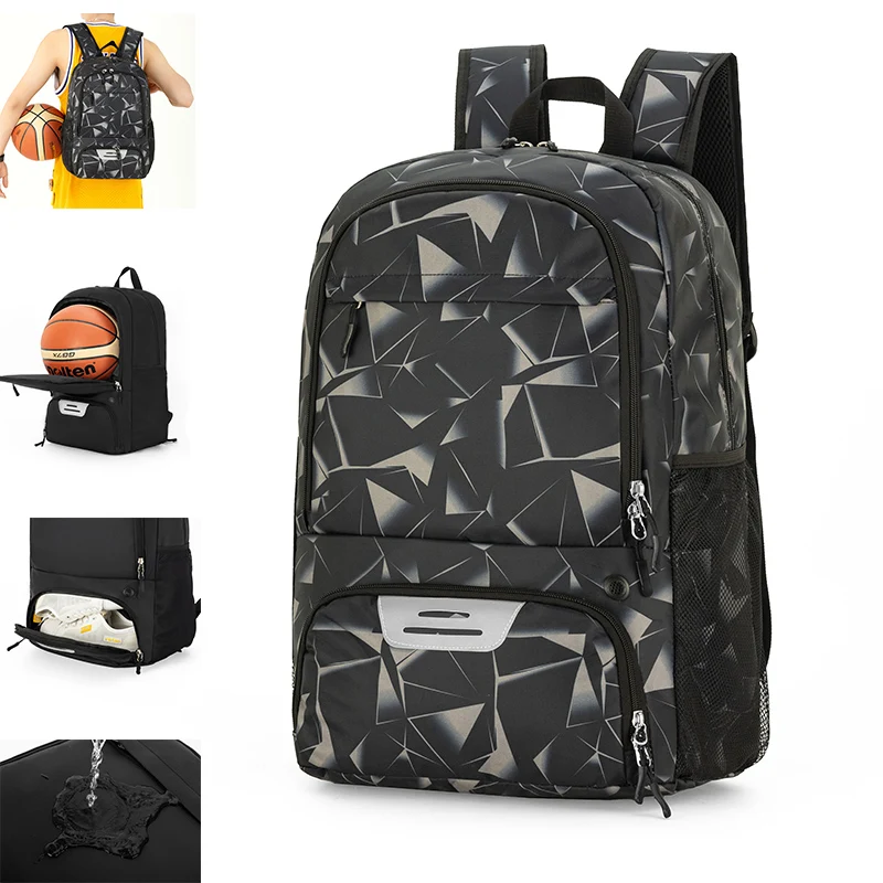 Big Basketball Backpack Men Travel Sports Outdoor Nylon Backpack Youth Student Backpack Football Bag With Shoe Pocket Backpack