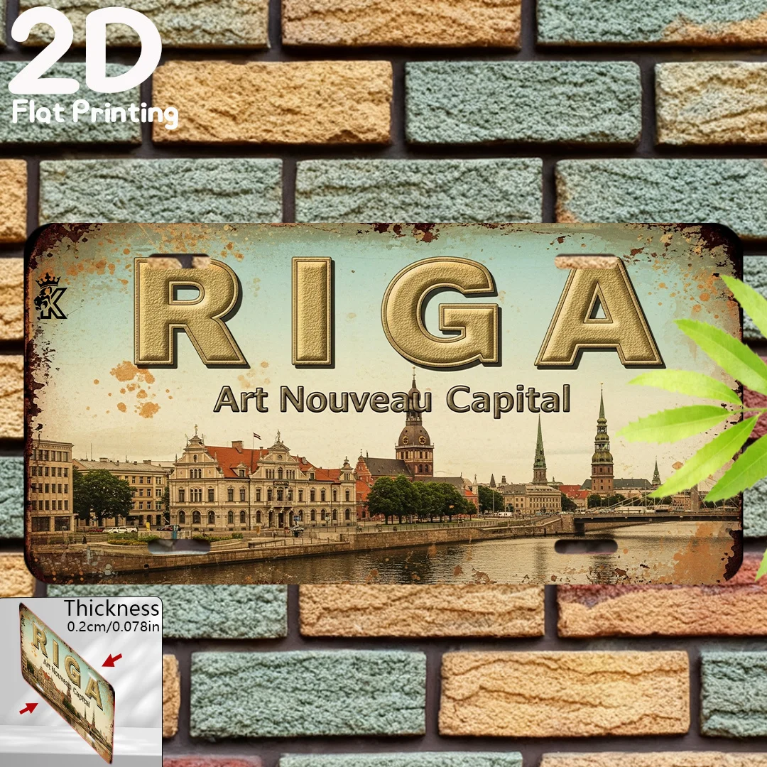 2D Flat, 2D Flat Printing, 1pc,, for Decor Only, Decorative Plaque & Statues (15.24cm X 30.48cm), Riga Art Nouveau Capital, Retr