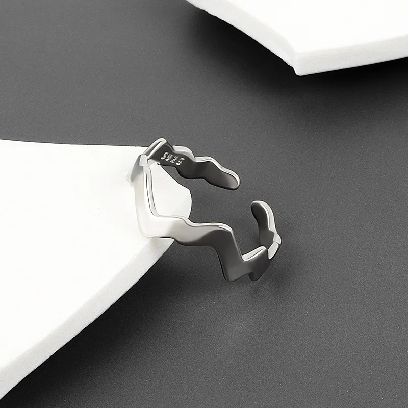 

925 Sterling Silver Geometric Hollow Out Wide Adjustable Rings For Women Couples New Fine Temperament Jewelry Gifts
