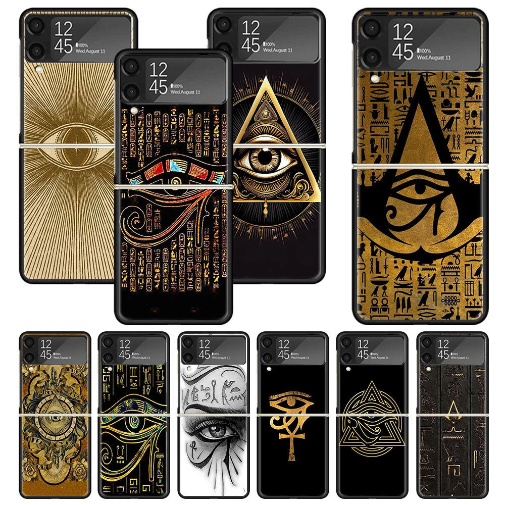 Sacred Eye of Horus Egypt Fresco Zflip4 Zflip5 Phone Case For Samsung Z Flip3 Flip4 Flip5 5G ZFlip 4 5 3 Cover Cellphone Shell F