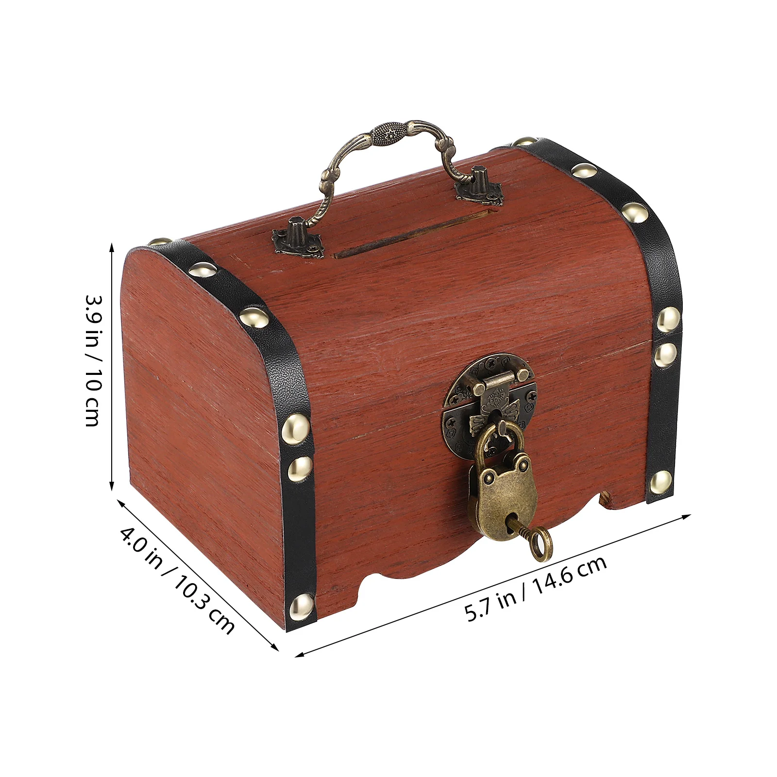 

2 pcs Vintage Treasure Box Wooden Piggy Bank Lock Key Zinc Alloy Storage Case For Kids Coin Organizer Small Treasure Chest Gift