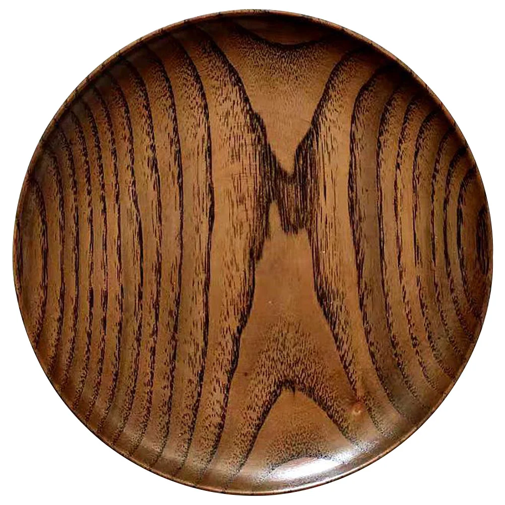 

6 Inch Wooden Plate Serving Platter Tray Wood Pizza Salad Plate Fruit Dessert Cheese Tray Bread Cake Container Dish Food Plate