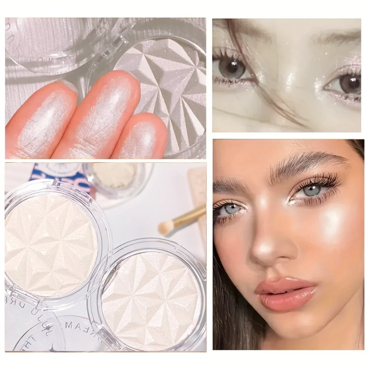 Shimmer Glow Highlighter – 2-kleurenpalet voor stralende huid, verhelderen en contouren, festival- en feestmake-up, langdurige glans