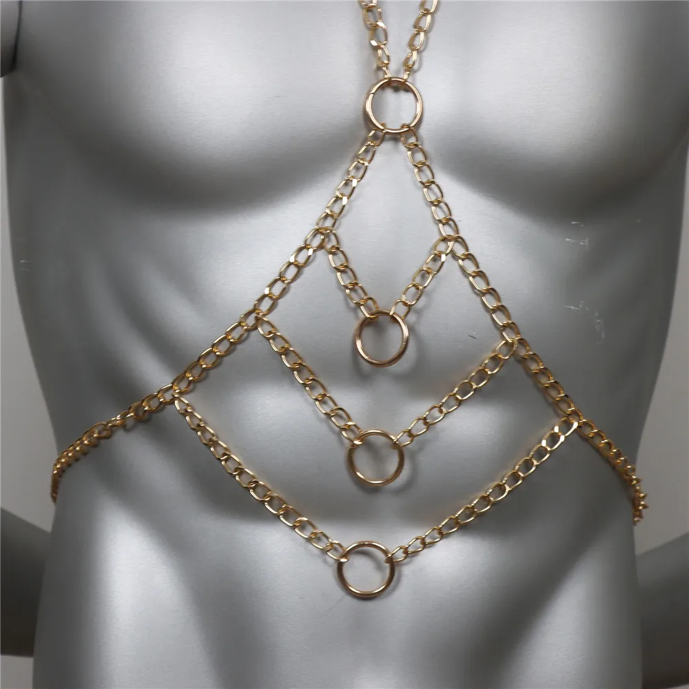 Goth Body Harness Chain Men Sexy Chest Top Punk Fashion Metal Chain Nightclub Festival Party Jewelry Gothic Accessories