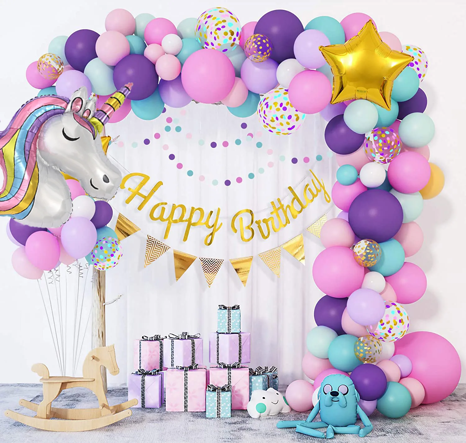 Unicorn Birthday Balloons Arch Garland Kit for Girls Unicorn Macaron Theme Birthday Party Supplies birthday decor