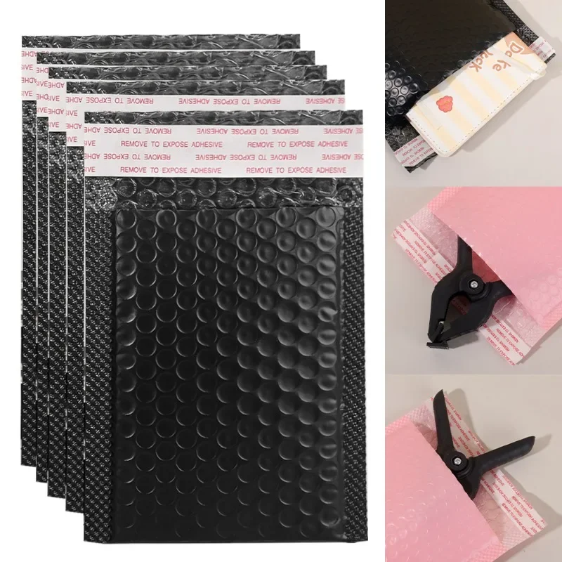 Multi Sized Black/Pink Bubble Envelope Waterproof  Self Seal Padded Bubble Mailers Shipping Packages for Jewelry Makeup Supplies