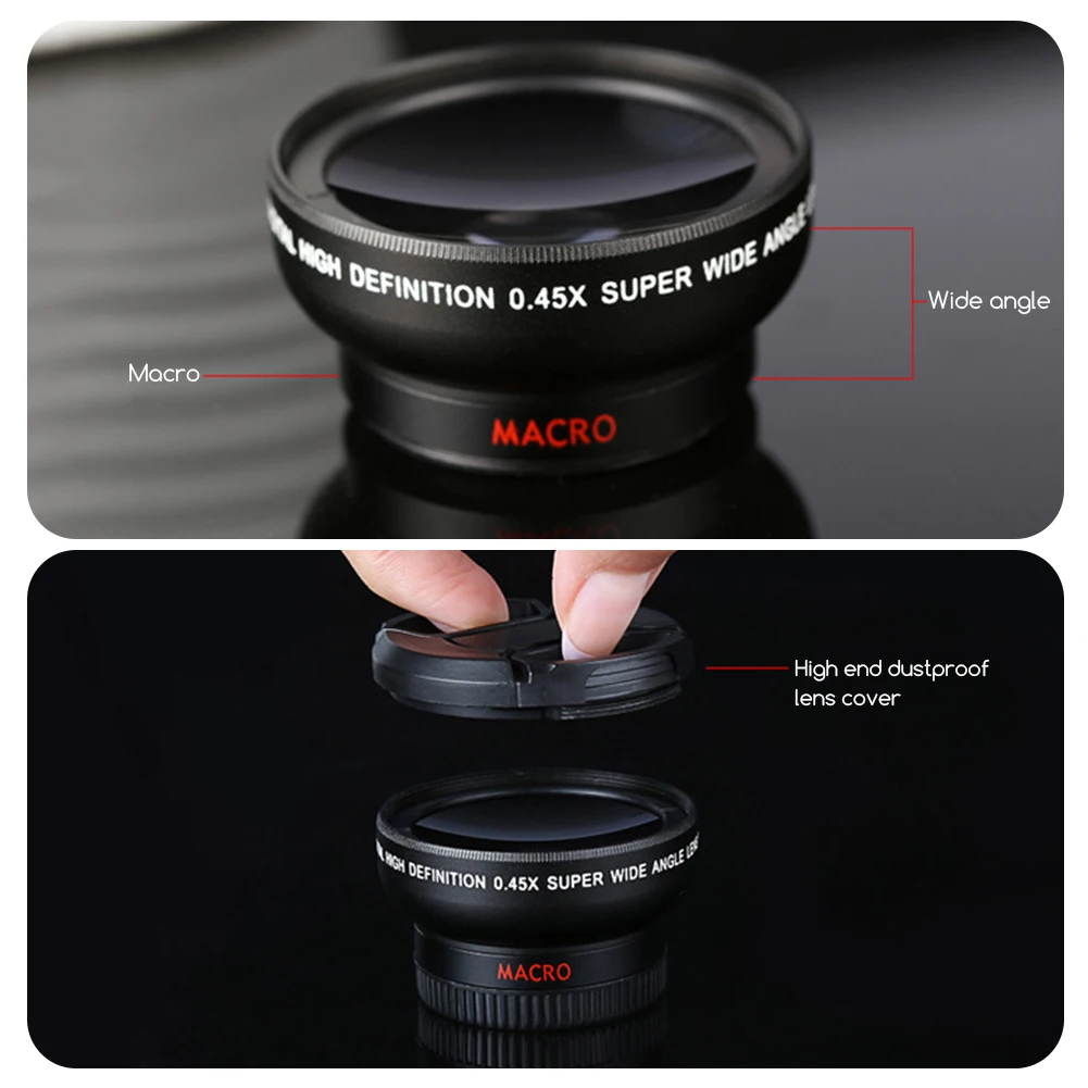 0.45X Super Wide Angle Macro Lens Portable Compact Lightweight For Landscape Photography
