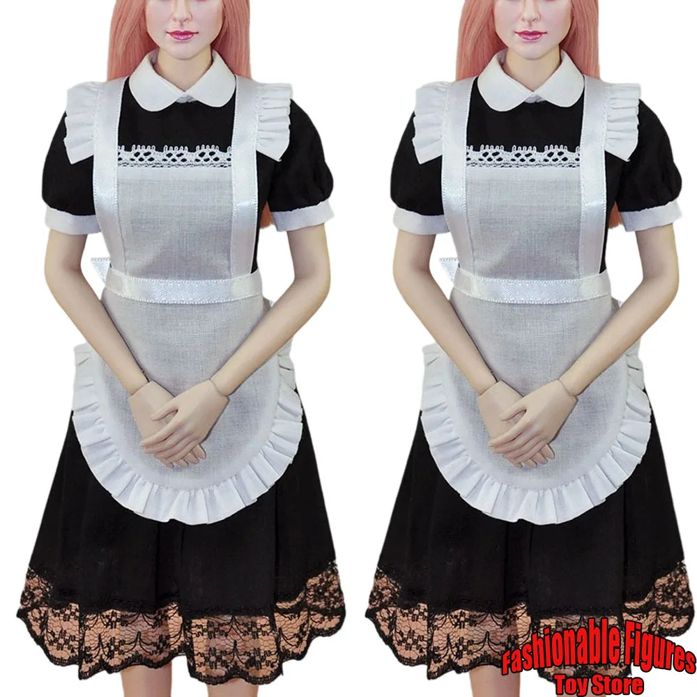 

1/6 Female Soldier Maid Dress Cosplay Costume Servant Lolita French Apron Maid Costume Fit 12Inch Action Figure Body