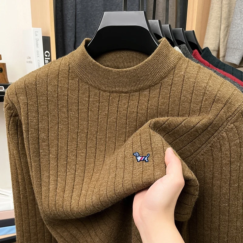 Autumn Men's Long Sleeved Knitted Wool Sweater Round Neck Computer Jacquard Cartoon Embroidery Casual New Versatile Men's Tops