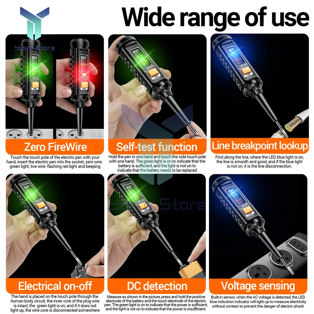 AC25-250V Non-contact Voltage Tester Pen Induction Digital Power Detector Pencil Intelligent Electric Screwdriver Probe Circuit