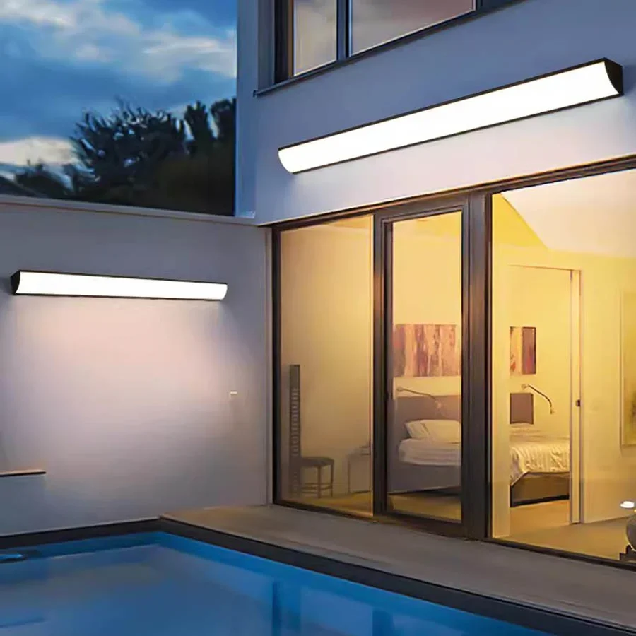 

Modern Waterproof Long Strip Wall Lamp Outdoor Garden Porch Wall Lights Garden Villa Courtyard Exterior Wall Sconces AC85-265V