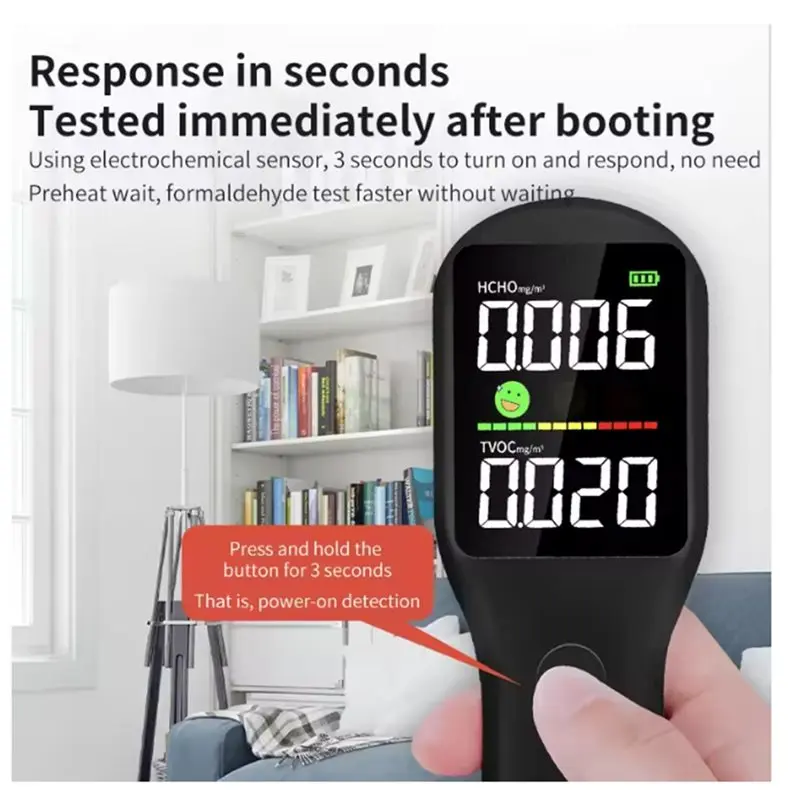 B04C-Type-C Charging RC3005 Formaldehyde Air Quality Detector 3 Seconds Quick Test With Electrochemical Sensor