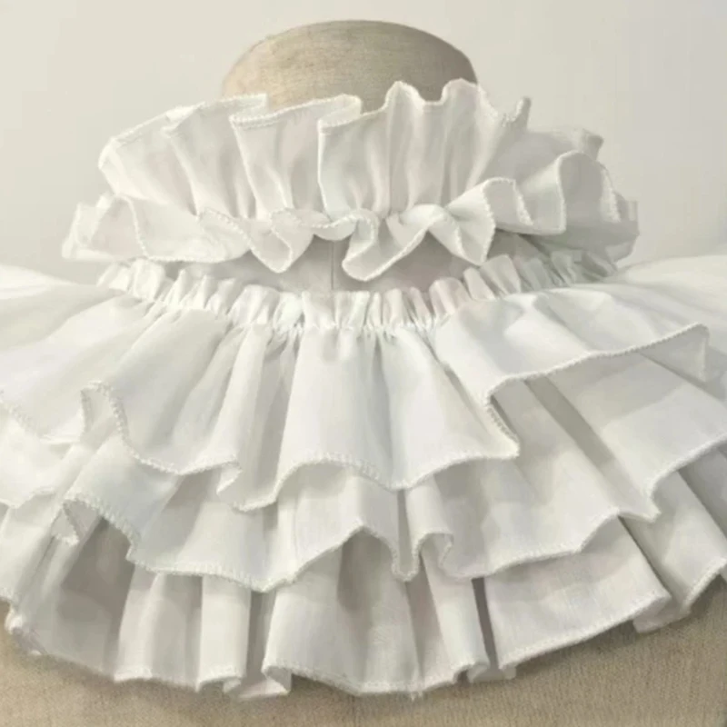 الفيكتوري الطبقات كشكش انفصال كاذبة طوق المرأة خمر عصر النهضة المتدرج مطوي برقبة شال كيب فستان ديكور