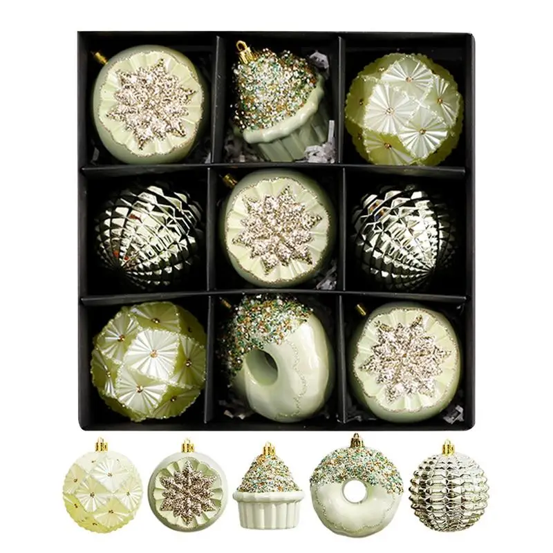 Green Ornaments For Christmas Tree 9 Pieces Christmas Ornaments Set Christmas Ball Ornaments Green Christmas Decorations