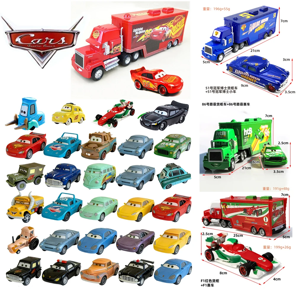 Hot-Disney Pixar Car Lightning McQueen The King Frank Guido Luigi Coleção de Carros de Metal Fundido em Liga, Brinquedo, Presente de Aniversário