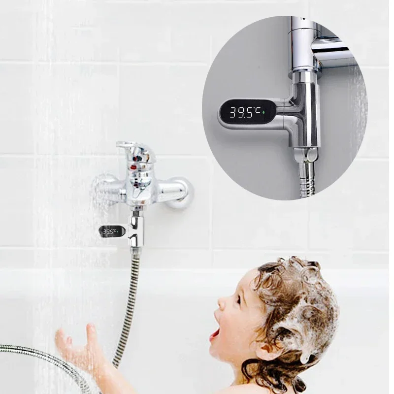 Household Water Thermometer LED Display 5-85℃ Self-powered Flow Monitor Baby Care Smart Meter