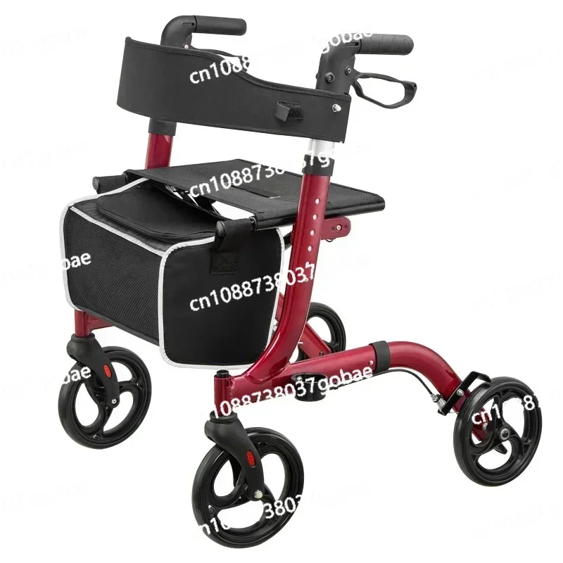 Lightweight Aluminum Loop Brake Folding Walker Adult Height Adjustable Seat By Legs and Arms