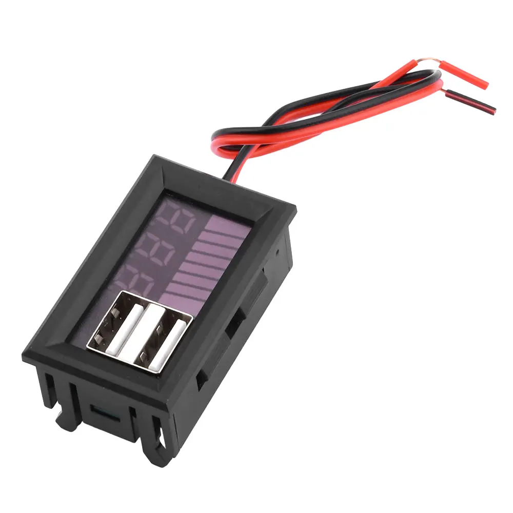 Dual USB 5V 2A voltmetro per auto pannello misuratore di tensione 11.1V-12.6V 3S batteria al litio/12V indicatore di capacità della batteria acida