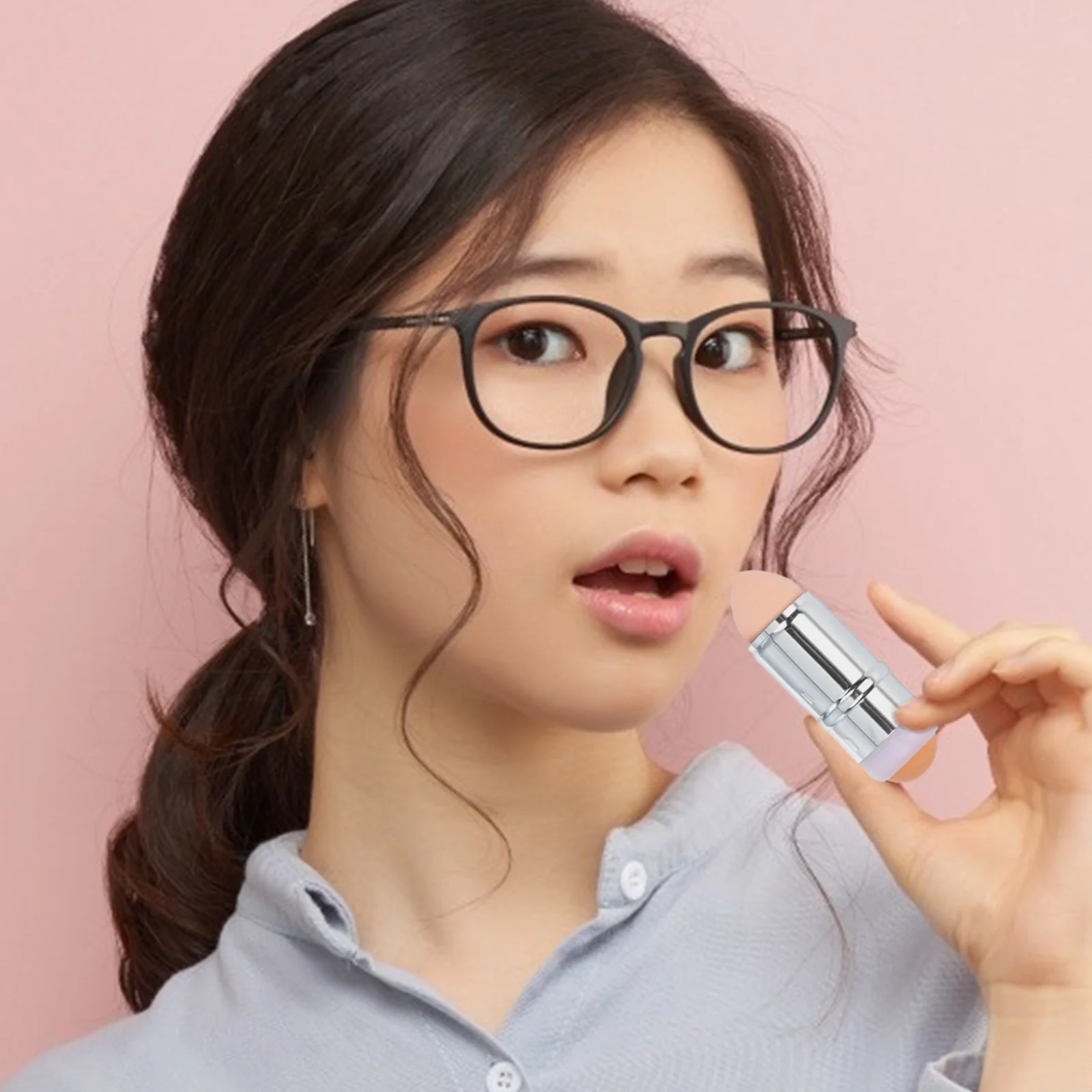 1 قطعة بيضة ماكياج الاستخدام المزدوج الحجر البركاني النفط امتصاص الأسطوانة اللاتكس الإسفنج لمس المحمولة العناية ببشرة الوجه #4