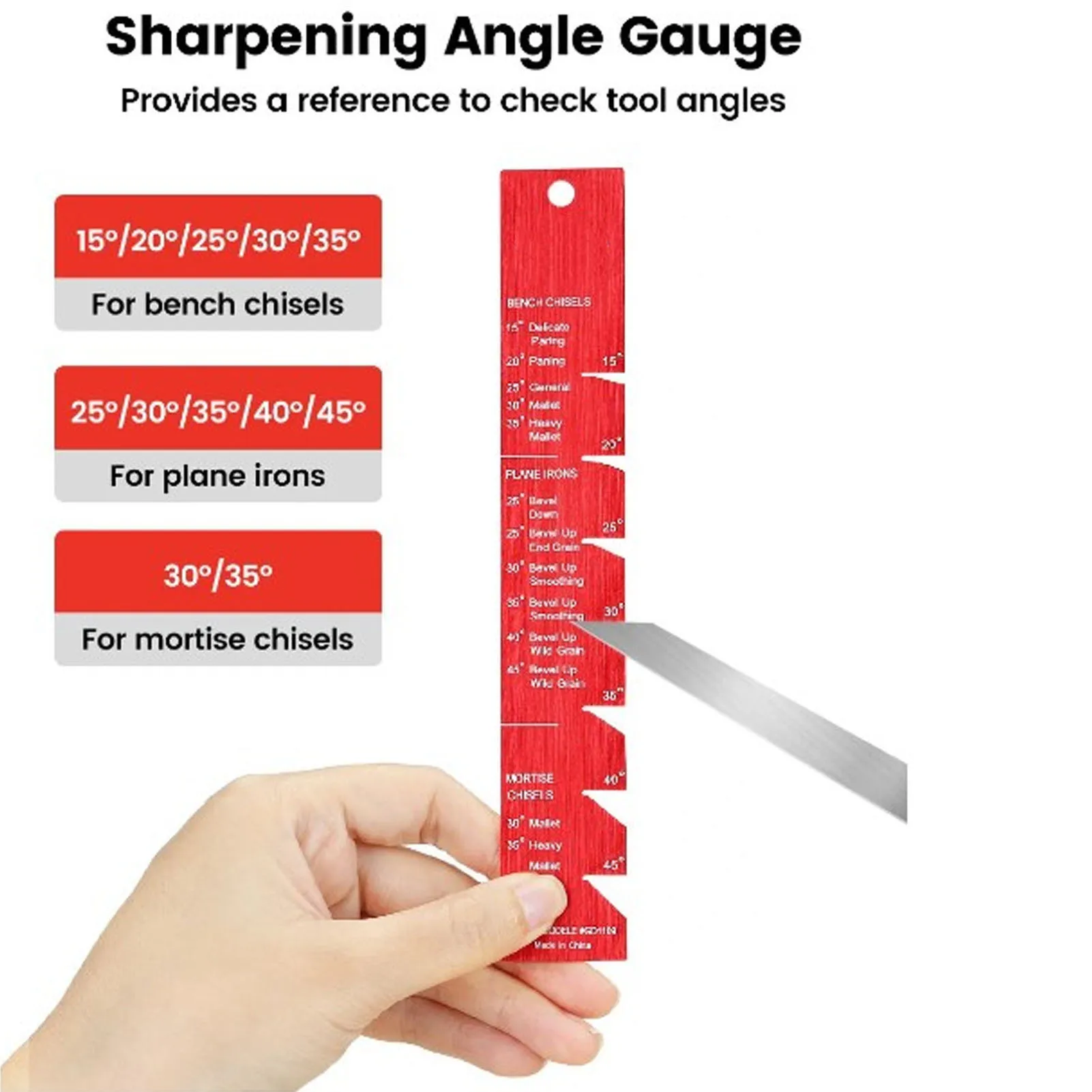 Chisel Sharpening Kit Aluminum Alloy Honing Guide 15 to 45 Degree Angle Fixture and Gauge
