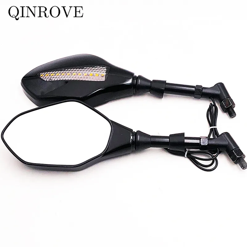 

With LED Turn Signal Light Motorcycle Rear Mirror Universal For Zontes 350R Suzuki Honda Hornet 600 900 919 NC750X Forza 125