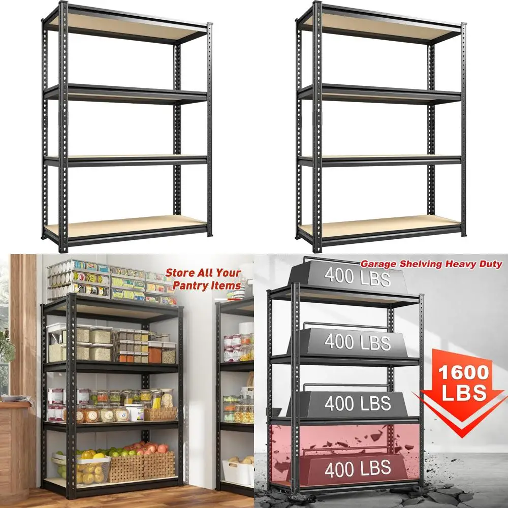Adjustable 4-Tier Metal Shelving for Garage, Warehouse, or Kitchen - 11.8D x 23.6W x 56.7H, Holds 1600 lbs
