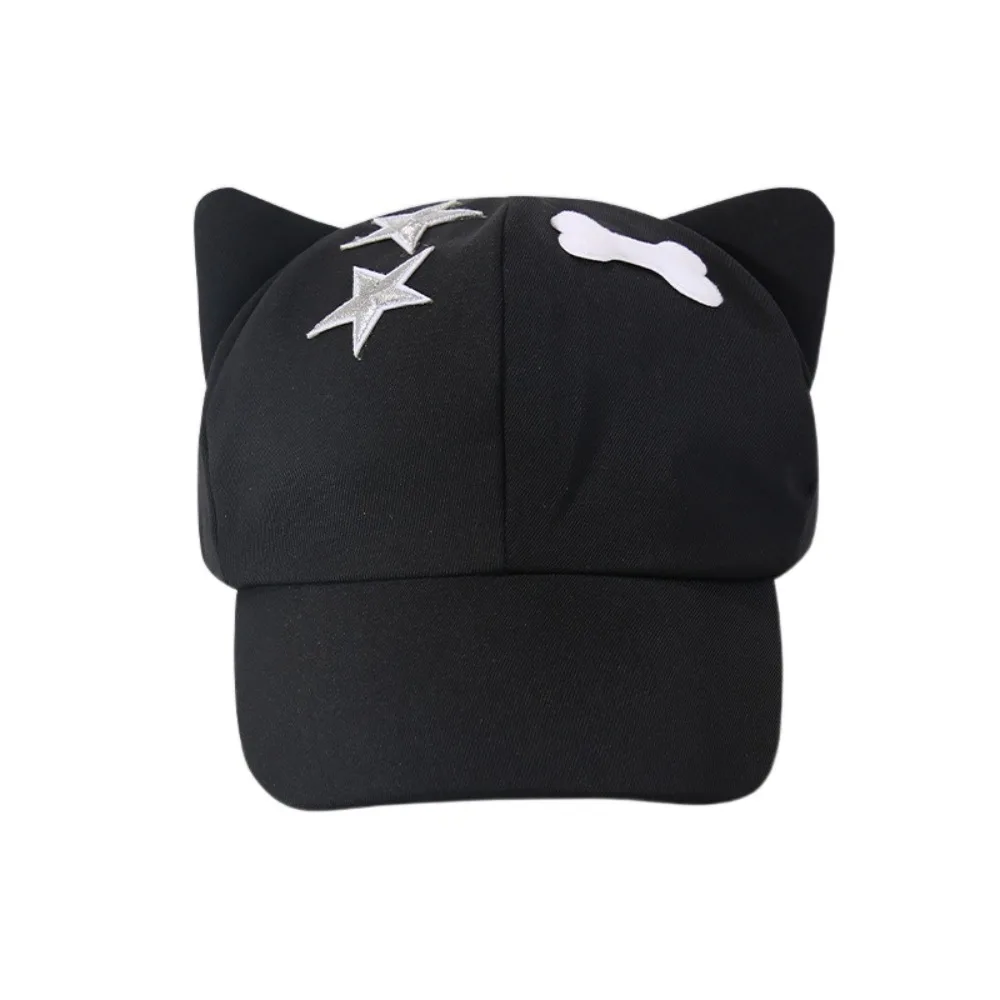 

Cartoon Cute Cat Ears Baseball Cap Y2k Harajuku Star Peaked Hat Sweet Casual Visor Cap Women