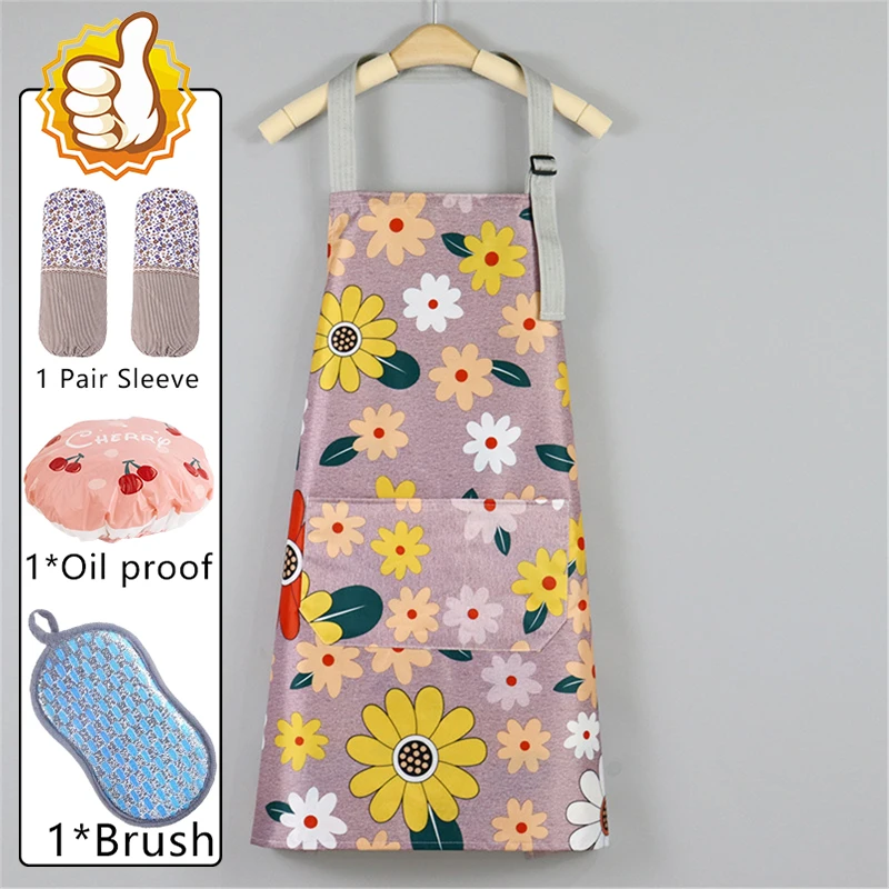 Kitchen Household Cooking Apron With Cotton Tie WaistAnti-dirty Apron Waterproof And Wear-resistant Apron