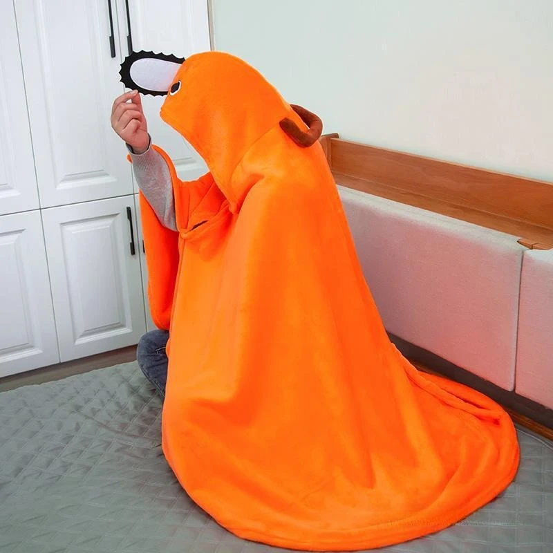 체인소 맨 포치타 담요 애니메이션 코스프레 의상 숄 케이프 의류 캐주얼 홈 오피스 낮잠 담요 겨울 코랄 벨벳 따뜻한 담요