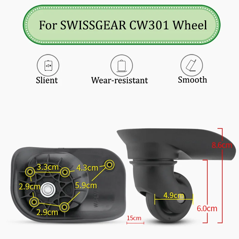 For SWISSGEAR CW301 Universal Wheel Trolley Case Wheel Replacement Luggage Pulley Sliding Casters Slient Wear-resistant Repair