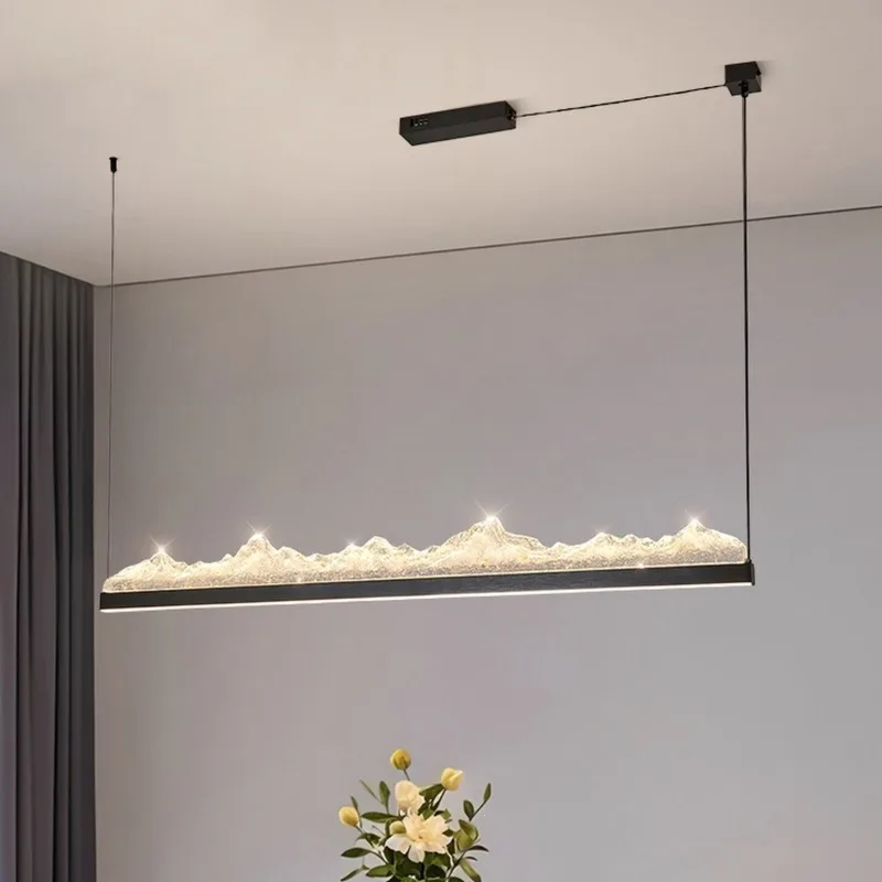 Restaurant chandelier, Italian light luxury high-end wind-sensitive resin mountain gold foil chandelier, new tea room dining