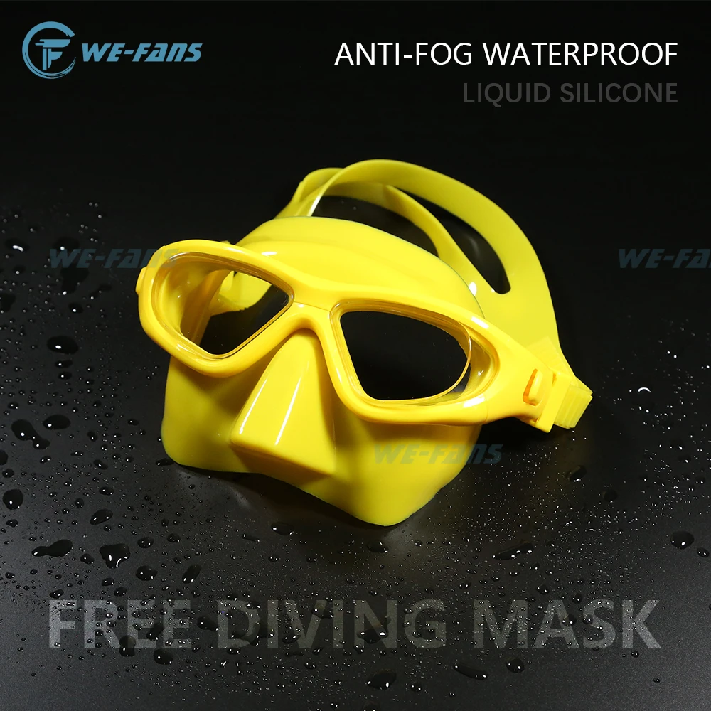 We-Fans-máscara de buceo libre de volumen extremadamente bajo, máscara de silicona negra para pesca submarina, gafas de natación para buceo