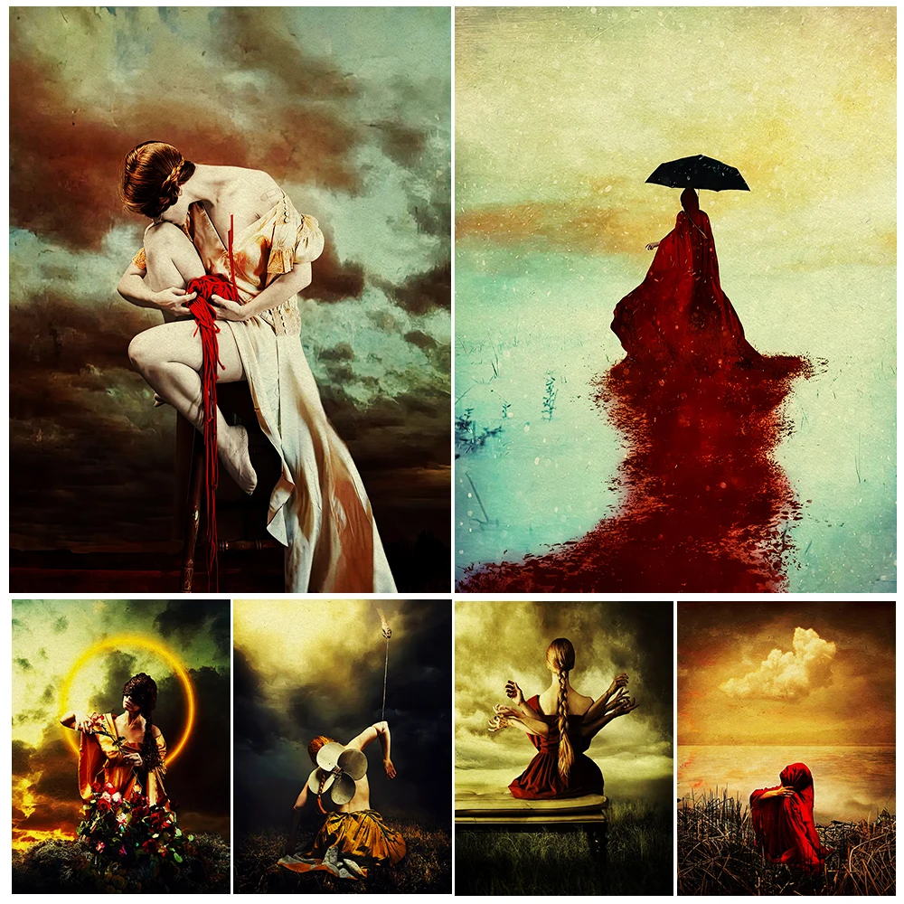 

Cocoon And Blood Witchy Abstract Surreal Wall Art Canvas Painting Witchcraft Fantasy Vintage Art Poster And Print Home Decor