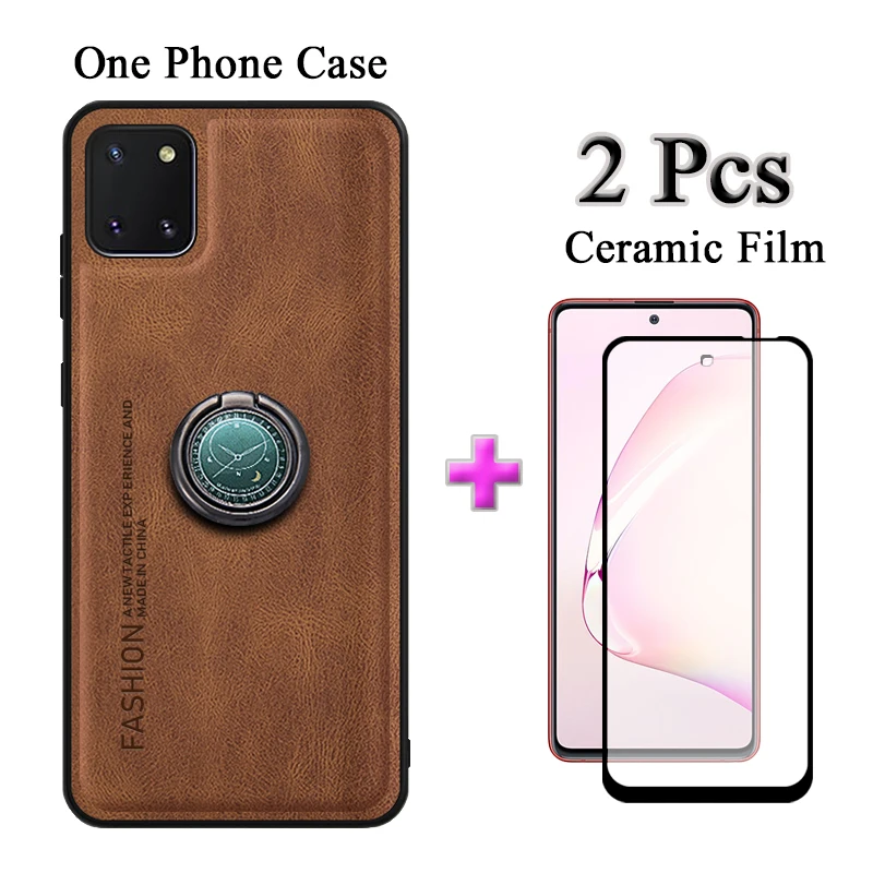 2 IN 1 For Samsung Galaxy A7 2018 J6 Plus A6 Plus Phone Case Printed Fashion Case With Ring Bracket And Two Piece Ceramic Screen