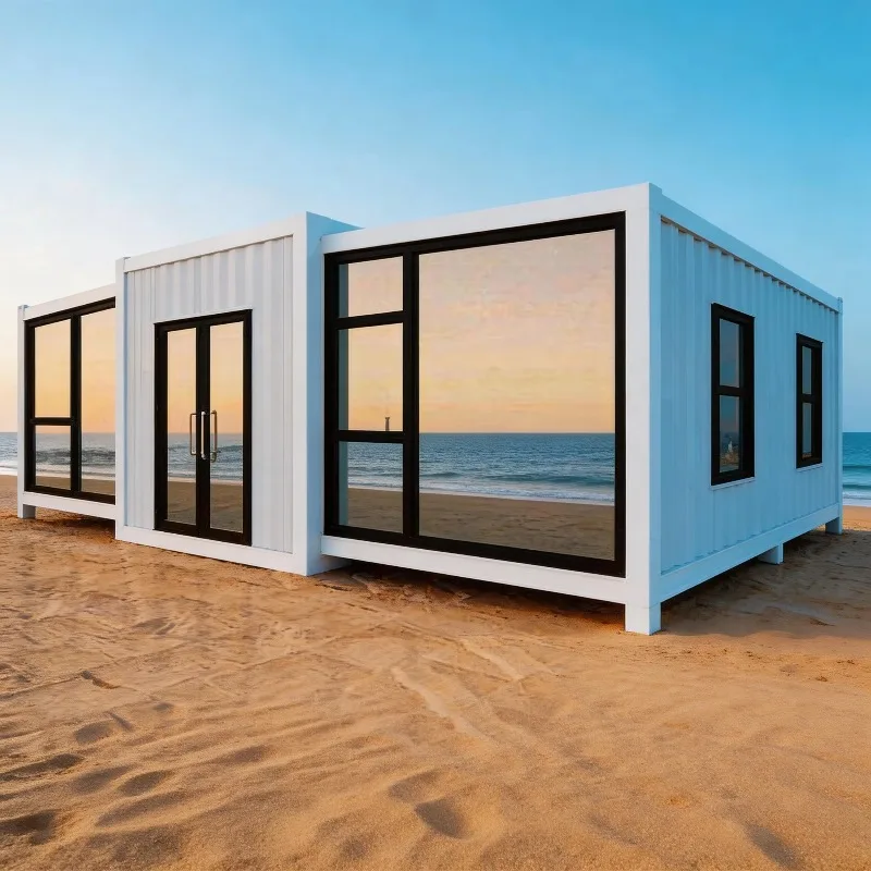 20ft Three-in-one Double-Wing Expansion Folding Steel Apartment Bedroom Living Room Modern Design Glass Curtain Wall