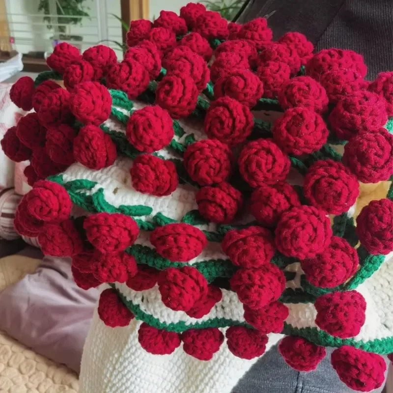 Большое одеяло с букетом розы, вязаные крючком одеяла ручной работы для дня рождения, свадьбы, дня Святого Валентина, домашний декор 60/80/100 см