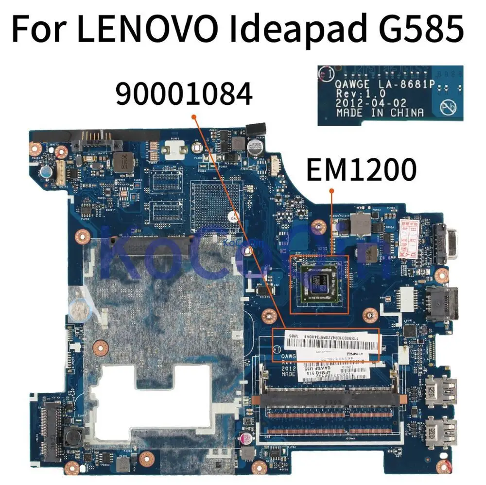 

For LENOVO Ideapad G585 N585 Notebook Mainboard 90001084 QAWGE LA-8681P AMD Laptop Motherboard