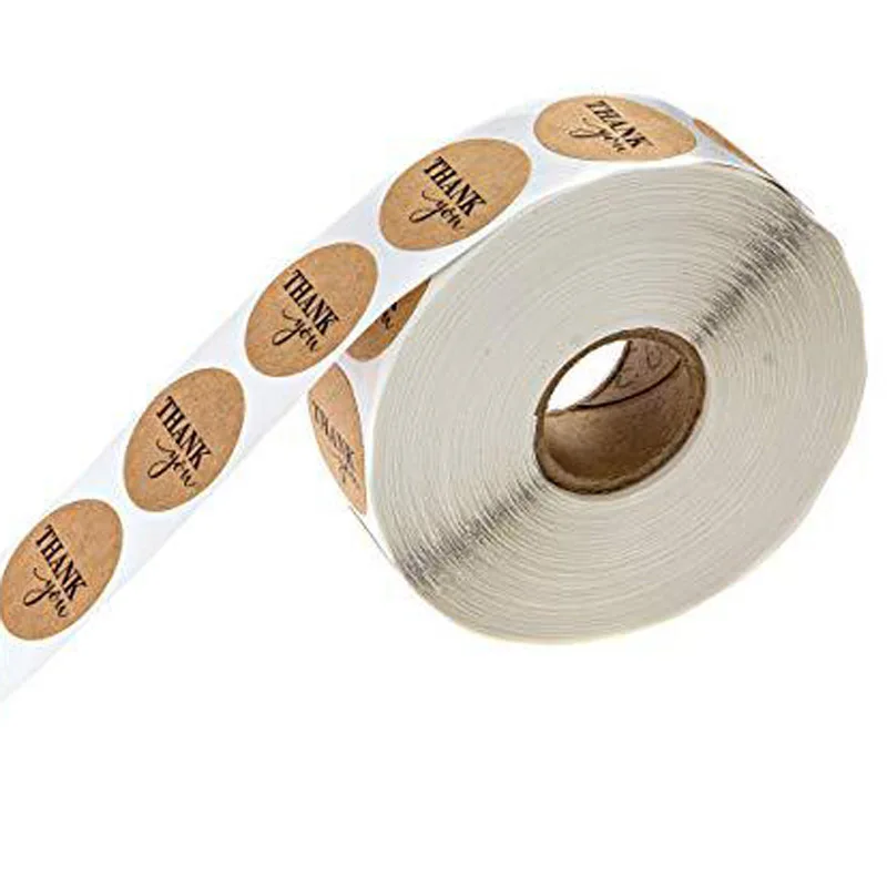 50 Labels per wad Round Natural Kraft Thank You Sticker seal labes Hand Made With Love Sticker Paper Stationery sticker 1 inch